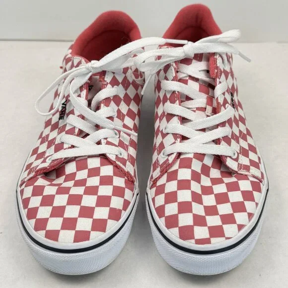 Vans Off The Wall Womens Sz 6 Low Top Sneakers Pink White Checkered Lace Up Shoe - Picture 2 of 13